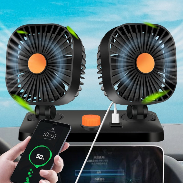 Mini USB 12 / 24V Car Electric Fan Double Head Fan - Heating & Fans by PMC Jewellery | Online Shopping South Africa | PMC Jewellery | Buy Now Pay Later Mobicred