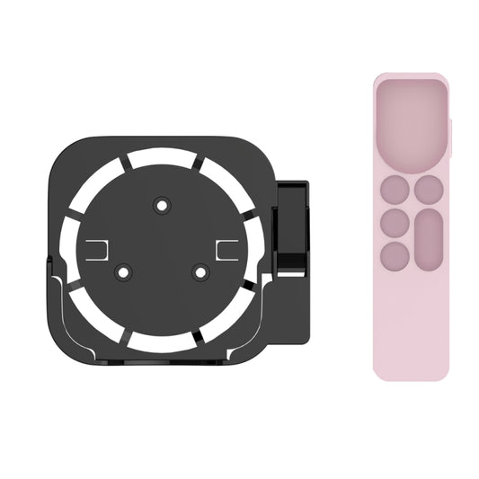 JV06T Set Top Box Bracket + Remote Control Protective Case Set for Apple TV(Black + Pink) - Apple TV Accessories by PMC Jewellery | Online Shopping South Africa | PMC Jewellery | Buy Now Pay Later Mobicred