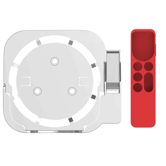 JV06T Set Top Box Bracket + Remote Control Protective Case Set for Apple TV(White + Red) - Apple TV Accessories by PMC Jewellery | Online Shopping South Africa | PMC Jewellery | Buy Now Pay Later Mobicred