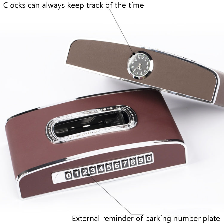 Car Clock Tissue Box Multi-Function Vehicle Instrument Table Paper Towel Box, Style: Clock+Parking Card (Agate) - Tissue Boxes by PMC Jewellery | Online Shopping South Africa | PMC Jewellery