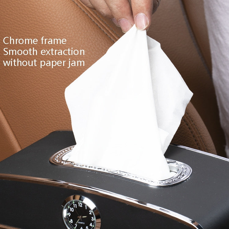 Car Clock Tissue Box Multi-Function Vehicle Instrument Table Paper Towel Box, Style: Clock+Parking Card (Mocha Brown) - Tissue Boxes by PMC Jewellery | Online Shopping South Africa | PMC Jewellery