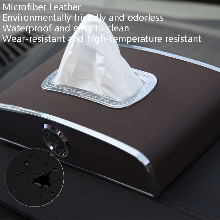Car Clock Tissue Box Multi-Function Vehicle Instrument Table Paper Towel Box, Style: With Clock (Ivory) - Tissue Boxes by PMC TechLife | Online Shopping South Africa | PMC TechLife | Buy Now Pay Later Mobicred