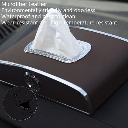 Car Clock Tissue Box Multi-Function Vehicle Instrument Table Paper Towel Box, Style: With Clock (Ivory) - Tissue Boxes by PMC Jewellery | Online Shopping South Africa | PMC Jewellery