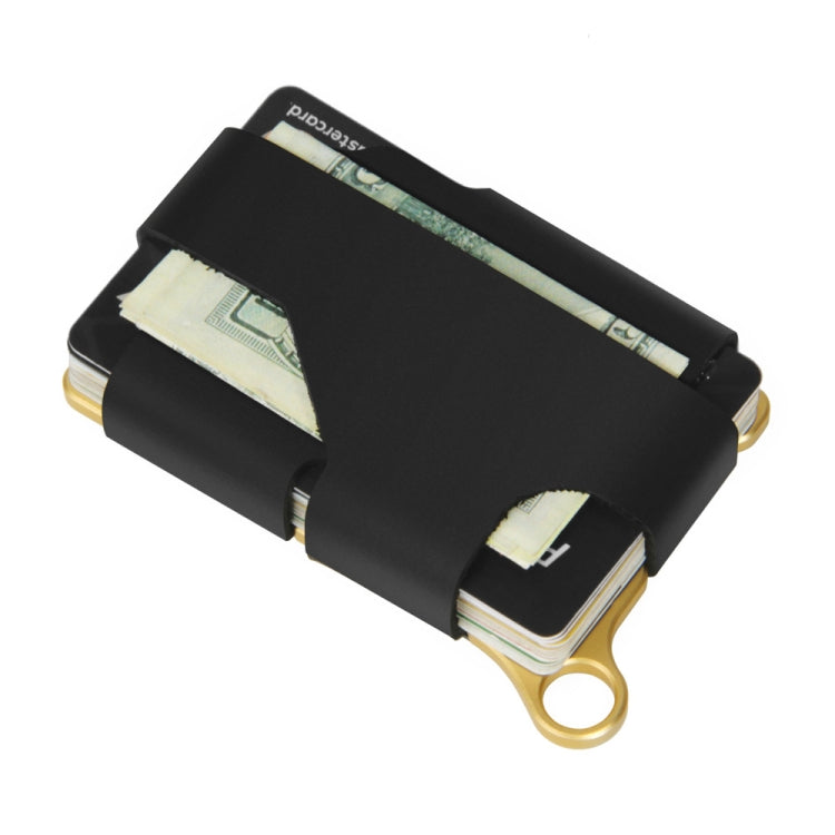 Aluminum Alloy Card Holder Leather Wallet Multifunctional Adjustable Snap Button Pocket Wallet(Gold) - Card & Passport Bags by PMC TechLife | Online Shopping South Africa | PMC TechLife