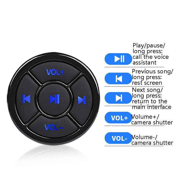 Car Mobile Phone Remote Control Bluetooth Wireless Multimedia Button Remote Control Music Playback Selfie, Colour: Black - free shipping - PMC TechLife - Order now!
