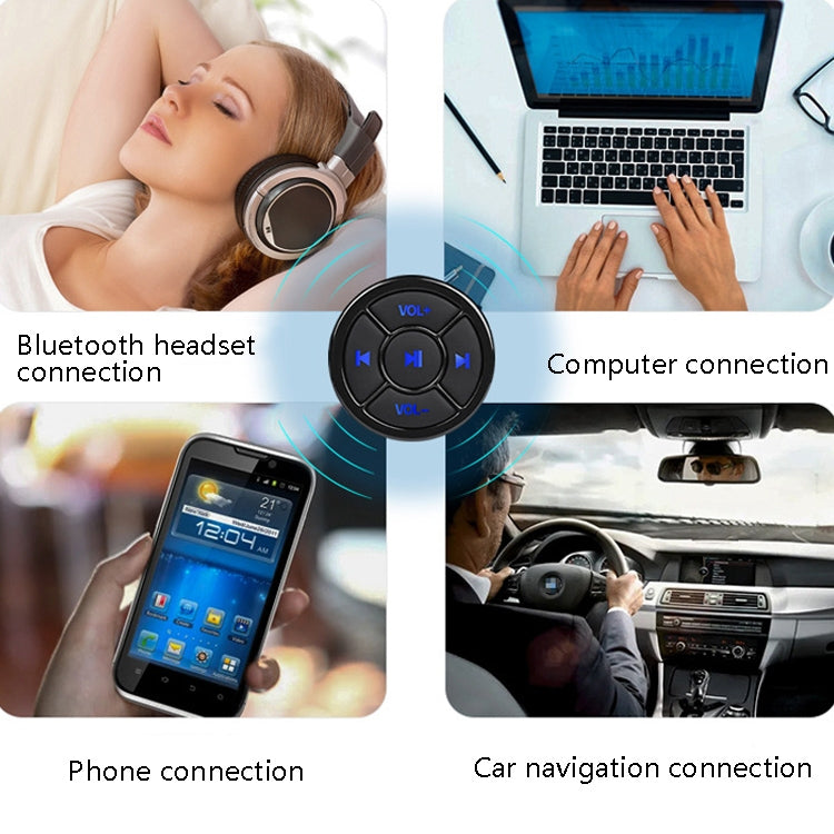 Car Mobile Phone Remote Control Bluetooth Wireless Multimedia Button Remote Control Music Playback Selfie, Colour: Black - free shipping - PMC TechLife - Order now!