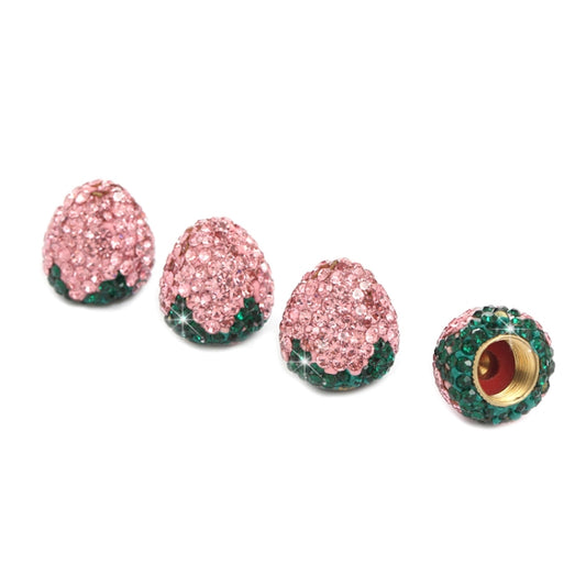 Metal Car Universal Diamond-studded Strawberry Valve Cap Copper Valve Cover(Pink) - Tire Valve Caps by PMC Jewellery | Online Shopping South Africa | PMC Jewellery | Buy Now Pay Later Mobicred