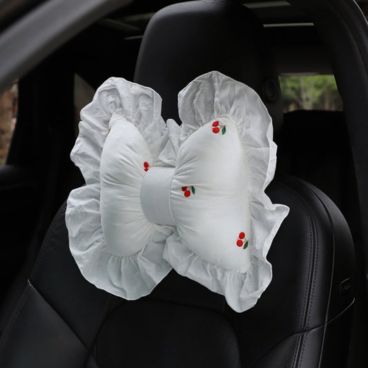 Bow Car Head Pillow Car Seat Neck Pillow Comfortable Cotton Car Supplies, Colour: Cherry Headrest - Seat Accessories by PMC Jewellery | Online Shopping South Africa | PMC Jewellery | Buy Now Pay Later Mobicred