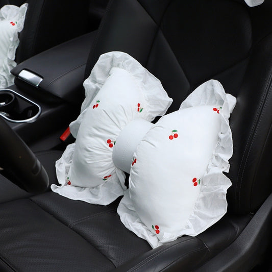 Bow Car Head Pillow Car Seat Neck Pillow Comfortable Cotton Car Supplies, Colour: Cherry Lumbar Pillow - Seat Accessories by PMC Jewellery | Online Shopping South Africa | PMC Jewellery | Buy Now Pay Later Mobicred