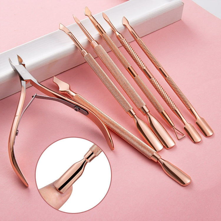 3 PCS Stainless Steel Rose Gold Double-Headed Steel Push Dead Skin Scissors Nail Set,Style: 01 Big Head - Nail Art Equipment by PMC Jewellery | Online Shopping South Africa | PMC Jewellery | Buy Now Pay Later Mobicred