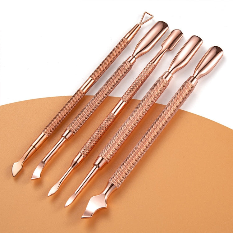 3 PCS Stainless Steel Rose Gold Double-Headed Steel Push Dead Skin Scissors Nail Set,Style: 05  Small Head - Nail Art Equipment by PMC Jewellery | Online Shopping South Africa | PMC Jewellery | Buy Now Pay Later Mobicred