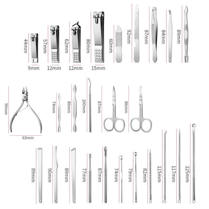 26 In 1 Black  Nail Clipper Set Manicure Set Stainless Steel Nail Clipper Manicure Tool - Nail Art Equipment by PMC Jewellery | Online Shopping South Africa | PMC Jewellery | Buy Now Pay Later Mobicred