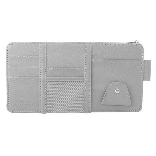 2 PCS Auto Sun Visor Card Clip Business Card Glasses Clip Zipper Car Mobile Phone Document Folder(Gray) - Stowing Tidying by PMC Jewellery | Online Shopping South Africa | PMC Jewellery | Buy Now Pay Later Mobicred