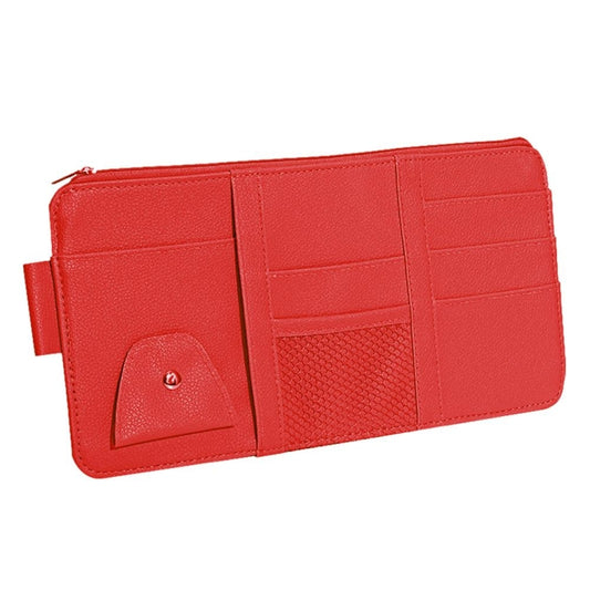 2 PCS Auto Sun Visor Card Clip Business Card Glasses Clip Zipper Car Mobile Phone Document Folder(Red) - Stowing Tidying by PMC Jewellery | Online Shopping South Africa | PMC Jewellery | Buy Now Pay Later Mobicred