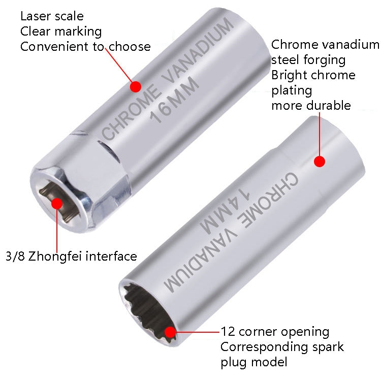 Car Spark Plug Sleeve Wrench Thin Flames Disassembly Tool, Specification: 16mm (Magnetic) - Hand Tool Sets by PMC Jewellery | Online Shopping South Africa | PMC Jewellery | Buy Now Pay Later Mobicred