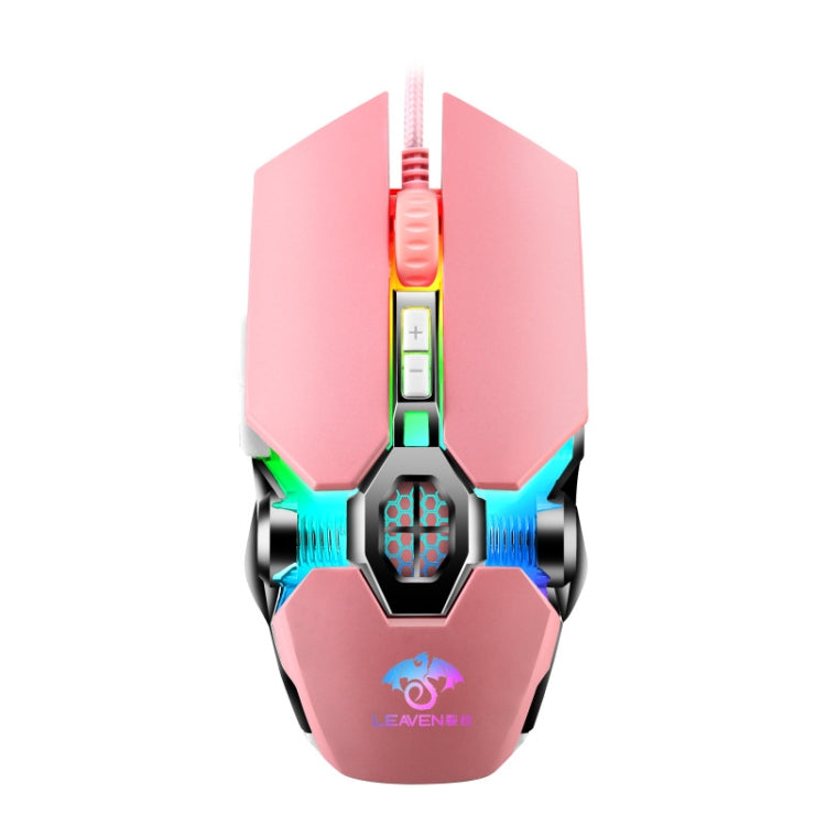 LEAVEN 7 Keys 4000DPI USB Wired Computer Office Luminous RGB Mechanical Gaming Mouse, Cabel Length:1.5m, Colour: S30 Pink - Wired Mice by LEAVEN | Online Shopping South Africa | PMC Jewellery | Buy Now Pay Later Mobicred