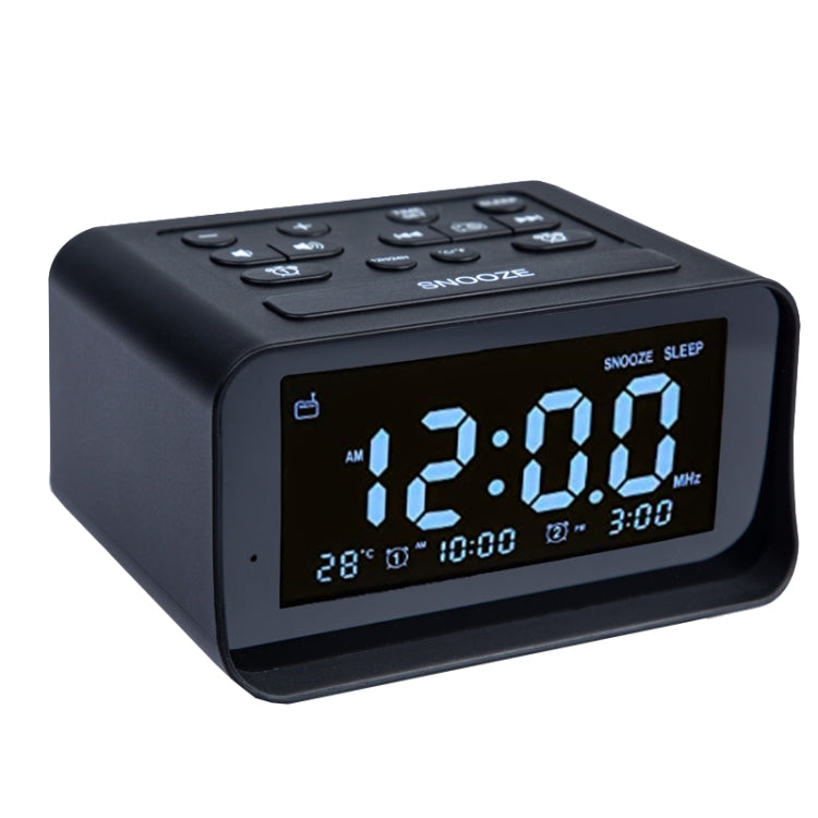 LED Digital Bedroom Alarm Clock With USB Charging Port Clock Radio Temperature Electronic Platform Clock, Specification: EU Plug(Black) - Alarm Clocks by PMc TechLife | Online Shopping South Africa | PMc TechLife | Buy Now Pay Later Mobicred