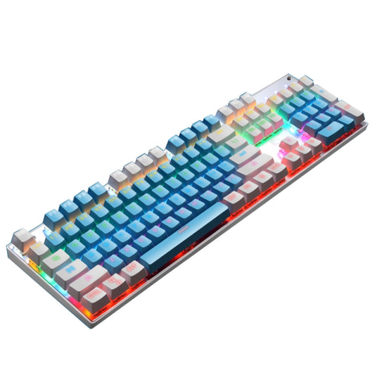 104 Keys Green Shaft RGB Luminous Keyboard Computer Game USB Wired Metal Mechanical Keyboard, Cabel Length:1.5m, Style: Double Imposition Version (Blue White) - Wired Keyboard by PMC Jewellery | Online Shopping South Africa | PMC Jewellery | Buy Now Pay Later Mobicred