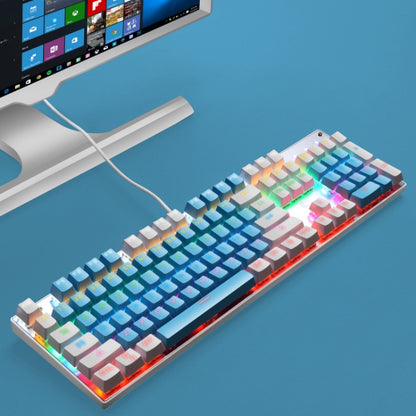 104 Keys Green Shaft RGB Luminous Keyboard Computer Game USB Wired Metal Mechanical Keyboard, Cabel Length:1.5m, Style: Double Imposition Version (Blue White) - Wired Keyboard by PMC Jewellery | Online Shopping South Africa | PMC Jewellery | Buy Now Pay Later Mobicred