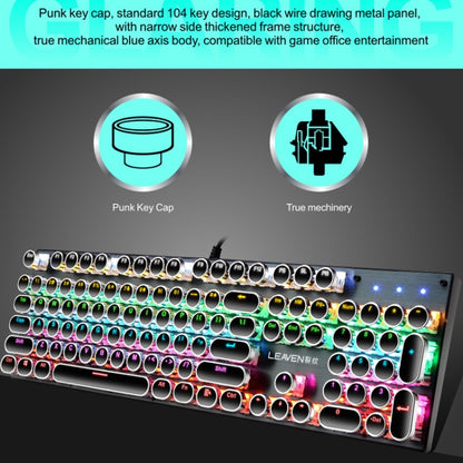 104 Keys Green Shaft RGB Luminous Keyboard Computer Game USB Wired Metal Mechanical Keyboard, Cabel Length:1.5m, Style: Double Imposition Version (Blue White) - Wired Keyboard by PMC Jewellery | Online Shopping South Africa | PMC Jewellery | Buy Now Pay Later Mobicred