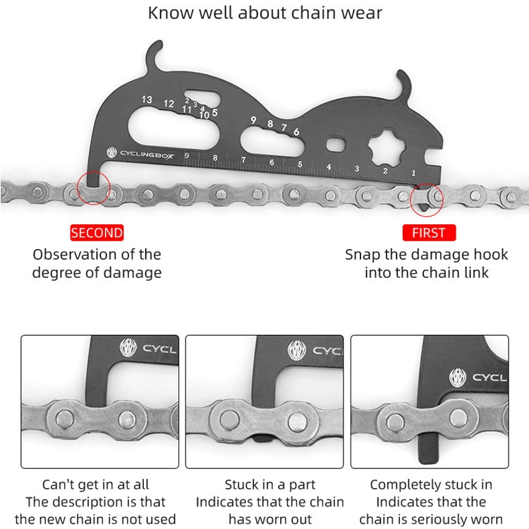 CYCLINGBOX Mountain Bicycle Chain Wear Measuring Ruler Measuring Chain Ruler Inspection Tool(Silver) - free shipping - PMc TechLife - Order now!