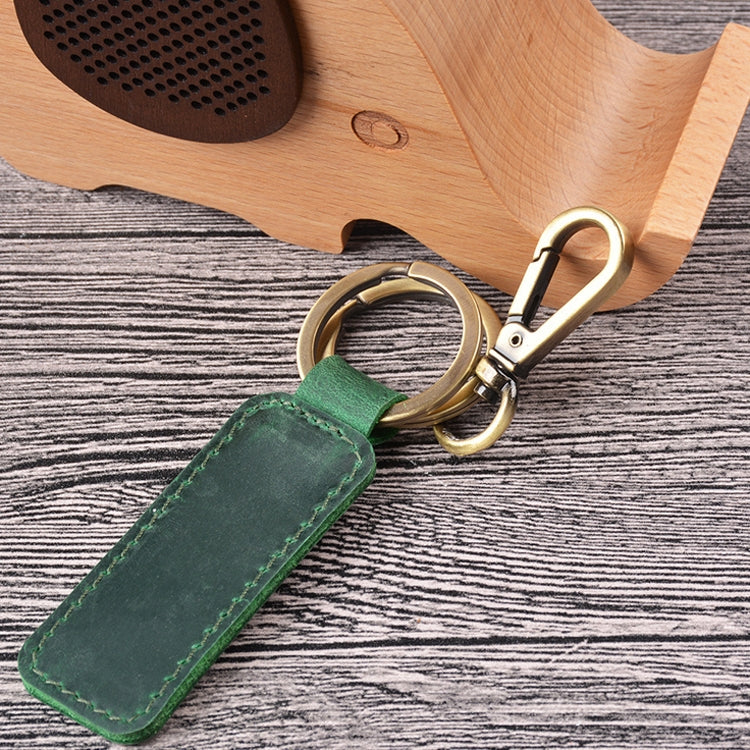 2 PCS Handmade Crazy Horse Leather Retro Keychain Car Couple Keychain, Specification: Double Ring(Ink Green) - Key Rings by PMC Jewellery | Online Shopping South Africa | PMC Jewellery | Buy Now Pay Later Mobicred