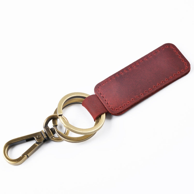 2 PCS Handmade Crazy Horse Leather Retro Keychain Car Couple Keychain, Specification: Double Ring(Wine Red) - Key Rings by PMC Jewellery | Online Shopping South Africa | PMC Jewellery | Buy Now Pay Later Mobicred