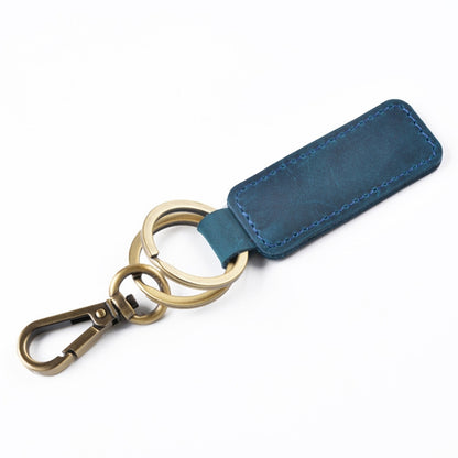 2 PCS Handmade Crazy Horse Leather Retro Keychain Car Couple Keychain, Specification: Double Ring(Blue) - Key Rings by PMC Jewellery | Online Shopping South Africa | PMC Jewellery | Buy Now Pay Later Mobicred