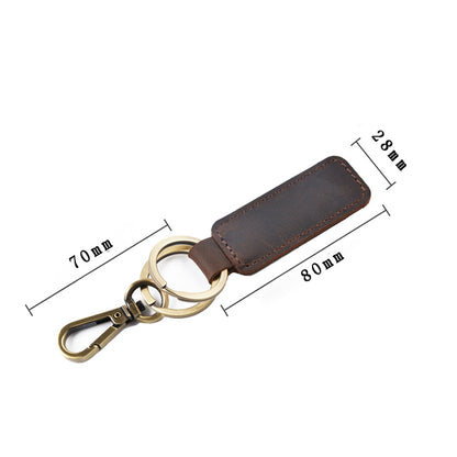 2 PCS Handmade Crazy Horse Leather Retro Keychain Car Couple Keychain, Specification: Double Ring(Coffee) - Key Rings by PMC Jewellery | Online Shopping South Africa | PMC Jewellery | Buy Now Pay Later Mobicred