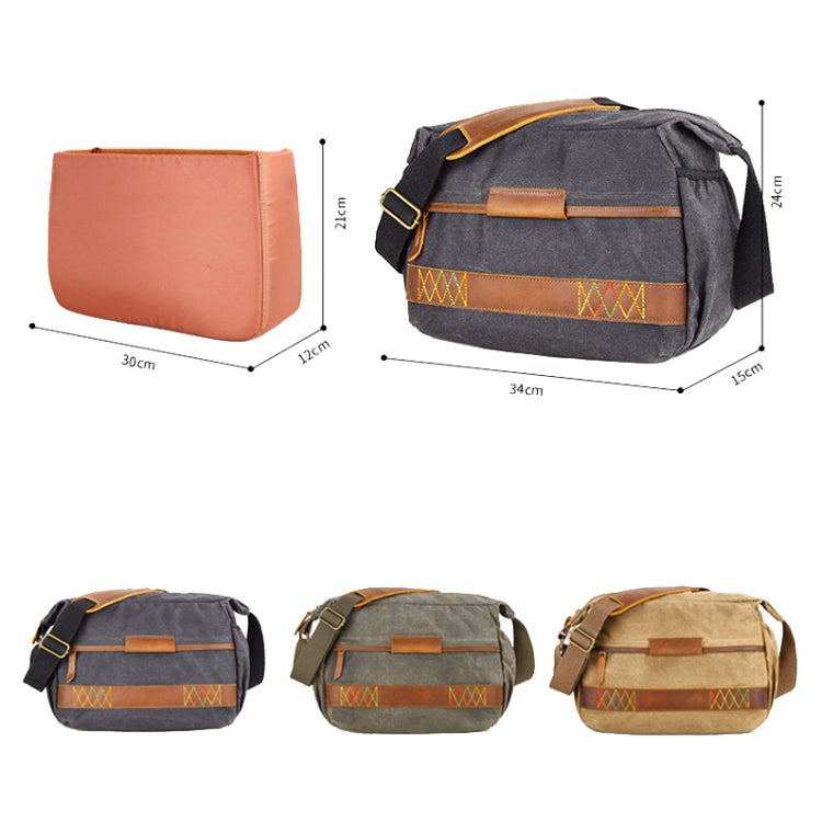 3037 SLR Camera Bag Shoulder Waterproof Messenger Camera Bag(Khaki) - Strap Satchel by PMC TechLife | Online Shopping South Africa | PMC TechLife | Buy Now Pay Later Mobicred