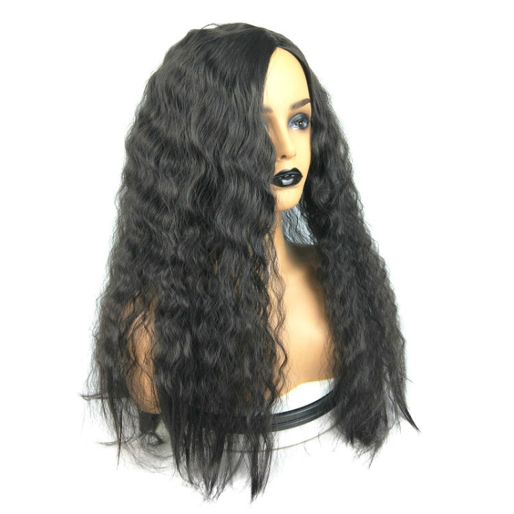 Women Chemical Fiber Middle Split Corn Perm Small Curly Long Wig(Black) - free shipping - PMC TechLife - Order now!