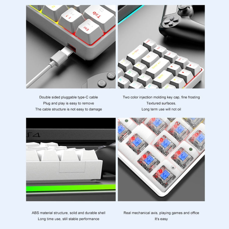 T8 68 Keys Mechanical Gaming Keyboard RGB Backlit Wired Keyboard, Cable Length:1.6m(White RGB Red Shaft) - Wired Keyboard by PMC Jewellery | Online Shopping South Africa | PMC Jewellery | Buy Now Pay Later Mobicred