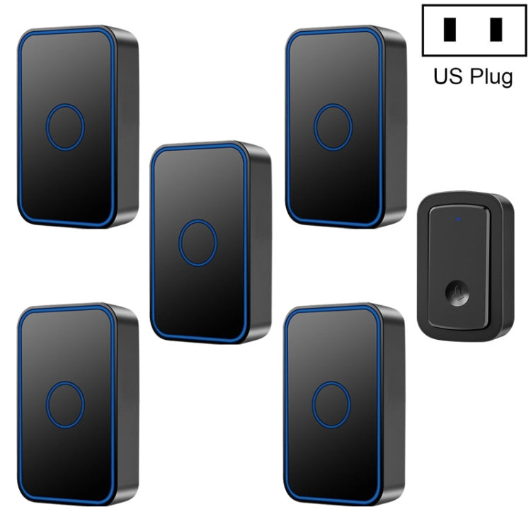 CACAZI A19 1 For 5 Wireless Music Doorbell without Battery, Plug:US Plug(Black) - Wireless Doorbell by CACAZI | Online Shopping South Africa | PMC Jewellery | Buy Now Pay Later Mobicred