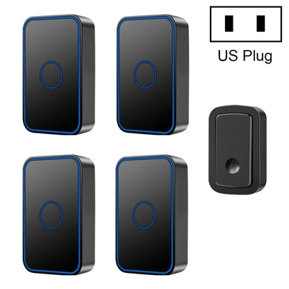 CACAZI A19 1 For 4 Wireless Music Doorbell without Battery, Plug:US Plug(Black) - Wireless Doorbell by CACAZI | Online Shopping South Africa | PMC Jewellery