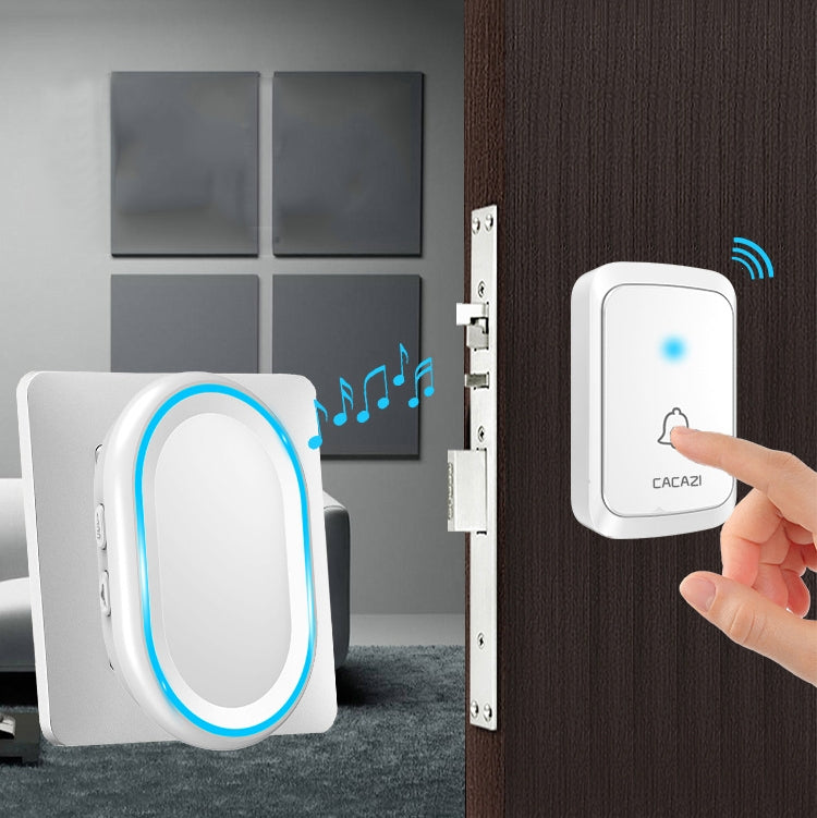 CACAZI A80 1 For 1 Wireless Music Doorbell without Battery, Plug:US Plug(White) - Wireless Doorbell by CACAZI | Online Shopping South Africa | PMC TechLife | Buy Now Pay Later Mobicred