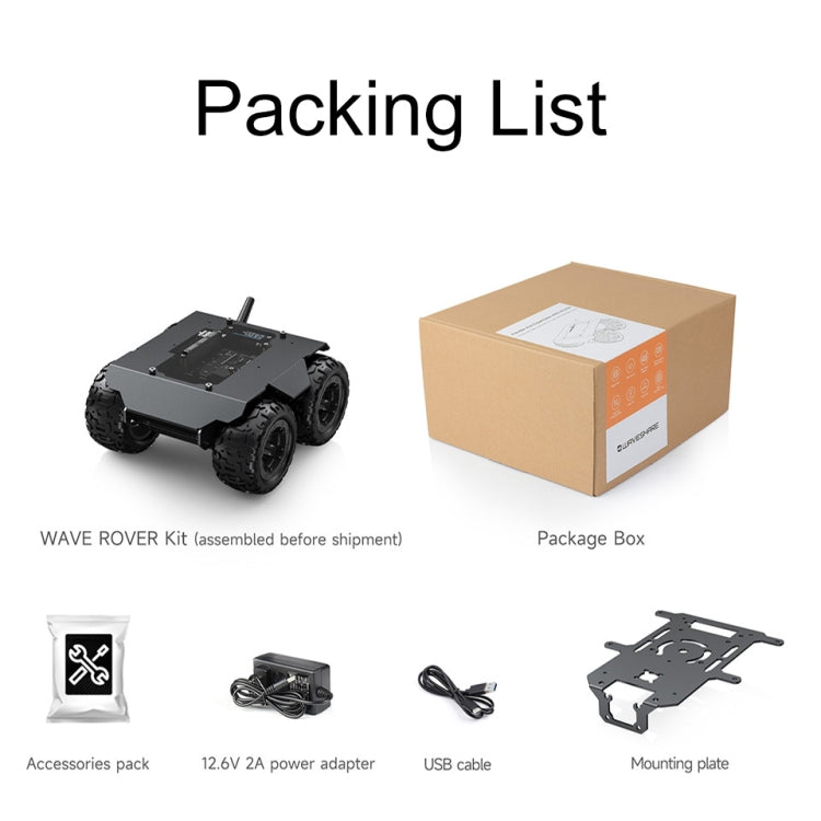 Waveshare WAVE ROVER Flexible Expandable 4WD Mobile Robot Chassis, Onboard ESP32 Module(EU Plug) - Robotics Accessories by Waveshare | Online Shopping South Africa | PMC Jewellery | Buy Now Pay Later Mobicred