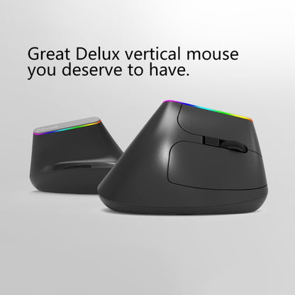 DELUX M618DB 6-Keys 1600 DPI RGB Vertical Wireless Bluetooth Dual-Mode Mouse(Lithium Bluetooth Version) - Wireless Mice by DELUX | Online Shopping South Africa | PMC Jewellery | Buy Now Pay Later Mobicred