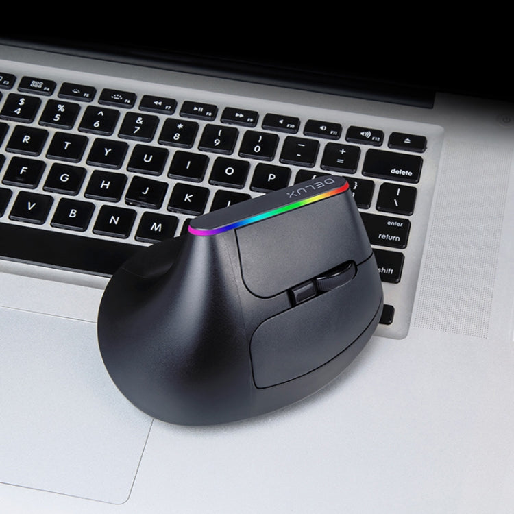 DELUX M618DB 6-Keys 1600 DPI RGB Vertical Wireless Bluetooth Dual-Mode Mouse(Lithium Bluetooth Version) - Wireless Mice by DELUX | Online Shopping South Africa | PMC Jewellery | Buy Now Pay Later Mobicred