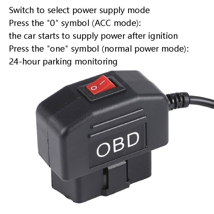 H508 OBD Car Charger Driving Recorder Power Cord 12/24V To 5V With Switch Low Pressure Protection Line, Specification: Mini Straight - Cables & Connectors by PMC Jewellery | Online Shopping South Africa | PMC Jewellery | Buy Now Pay Later Mobicred