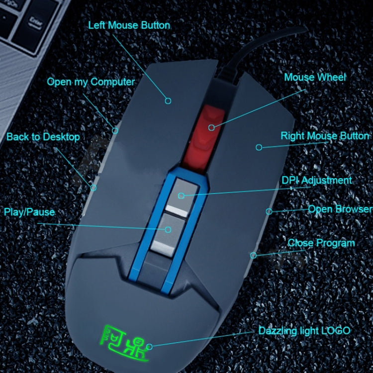 MOS9A 9 Keys 1600DPI Office Game USB Voice-Activated Voice Macro Programming Mouse, Cable Length: 2m - Wired Mice by PMC Jewellery | Online Shopping South Africa | PMC Jewellery | Buy Now Pay Later Mobicred