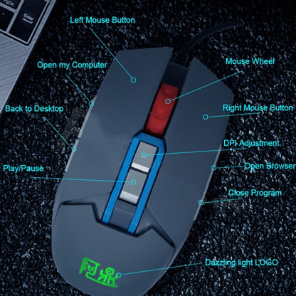 MOS9T 9 Keys 1600DPI Custom Mouse Built-in U Disk + Temperature Humidity Sensor, Cable Length: 2m - Wired Mice by PMC Jewellery | Online Shopping South Africa | PMC Jewellery | Buy Now Pay Later Mobicred