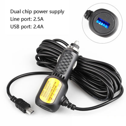 2 PCS H515 Car Charger Driving Recorder Power Cord Navigation With USB Port Cigarette Lighter Vehicle Charging Wire, Specification: Line 2.5A+USB 2.4A(Micro Left Elbow) - Cigar Socket by PMC Jewellery | Online Shopping South Africa | PMC Jewellery | Buy Now Pay Later Mobicred