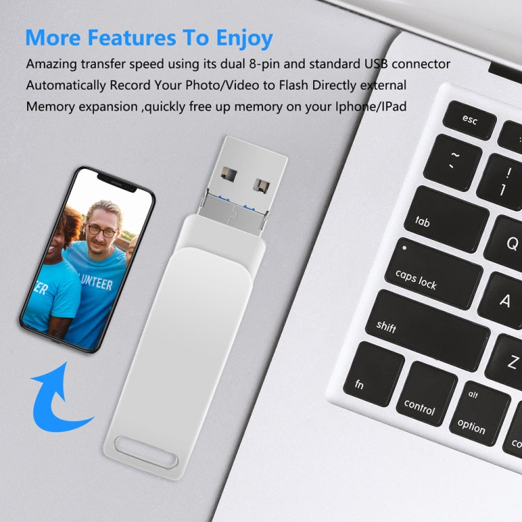 16 GB USB 3.0 + 8 Pin + USB-C / Type-C 3 in 1 Phone Computer Metal Rotatable U-Disk(Black) - U Disk & Card Reader by PMC Jewellery | Online Shopping South Africa | PMC Jewellery | Buy Now Pay Later Mobicred