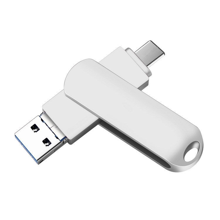 32GB USB 3.0 + 8 Pin + USB-C / Type-C 3 in 1 Phone Computer Rotatable Metal U-Disk - USB Flash Drives by PMC Jewellery | Online Shopping South Africa | PMC Jewellery | Buy Now Pay Later Mobicred