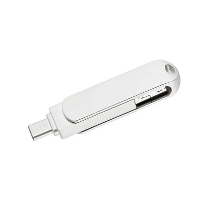 128GB USB 3.0 + 8 Pin + USB-C / Type-C 3 in 1 Phone Computer Rotatable Metal U-Disk - USB Flash Drives by PMC Jewellery | Online Shopping South Africa | PMC Jewellery | Buy Now Pay Later Mobicred