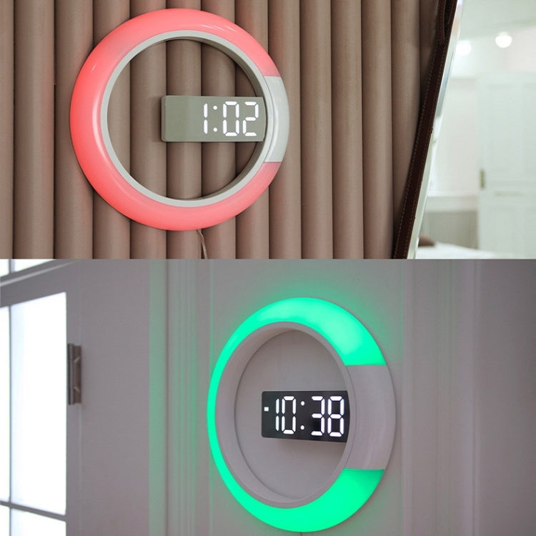 LED Mirror Hollow Wall Clock 7-color Switch Electronic Digital Display Wall Clock(White) - Wall Clock by PMc TechLife | Online Shopping South Africa | PMc TechLife | Buy Now Pay Later Mobicred