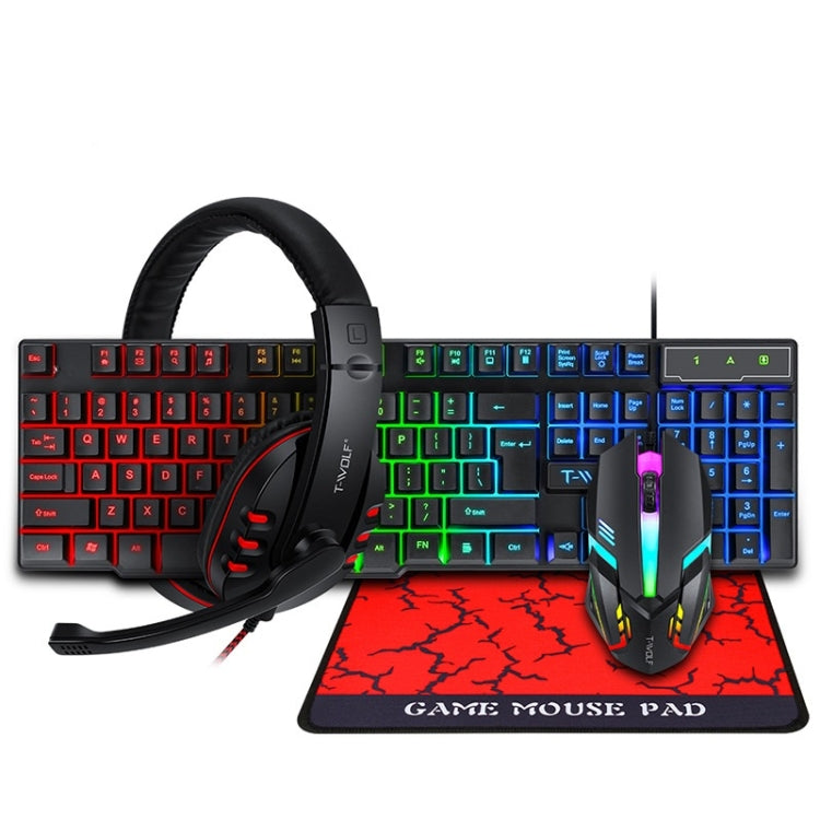 T-WOLF TF-800 4 in 1 Gaming Luminous Keyboard Mouse Headset Set(English Version) - Wired Keyboard by T-WOLF | Online Shopping South Africa | PMC Jewellery | Buy Now Pay Later Mobicred