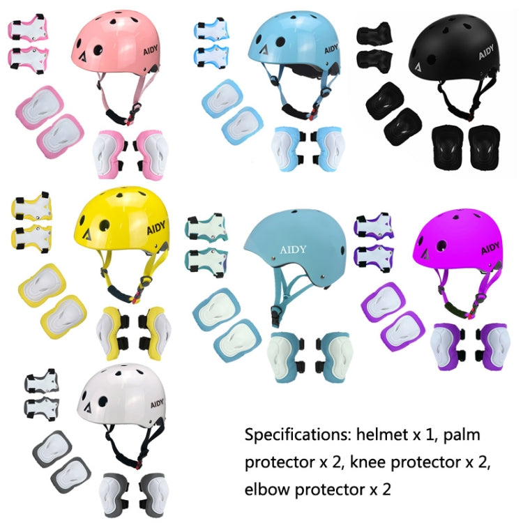 AIDY 7 In 1 Children Roller Skating Sports Protective Gear Set(Dumb Black) - Protective Helmet & Masks by PMC Jewellery | Online Shopping South Africa | PMC Jewellery | Buy Now Pay Later Mobicred