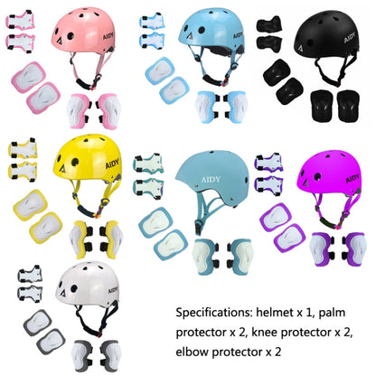 AIDY 7 In 1 Children Roller Skating Sports Protective Gear Set(Dumb Black) - Protective Helmet & Masks by PMC Jewellery | Online Shopping South Africa | PMC Jewellery | Buy Now Pay Later Mobicred