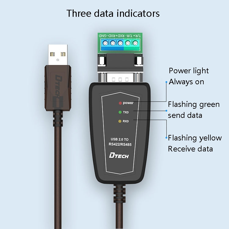 DTECH DT-5019 USB to RS485 / RS422 Conversion Cable, FT232 Chip, Length: 1.5m - RS485 / RS232 Series by DTECH | Online Shopping South Africa | PMC Jewellery